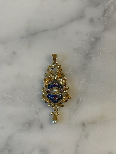 Pendentif Pendentif fin XIXème, or et émail 58 Facettes