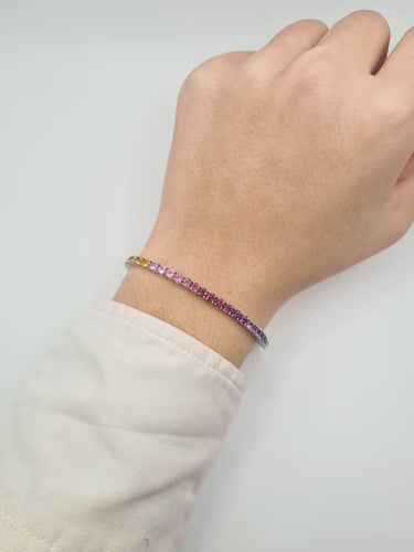 Bracelet Bracelet Or blanc Saphir arc-en-ciel 58 Facettes