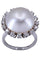 Bague 54 Bague dôme Or blanc Perle Diamant 58 Facettes 081051