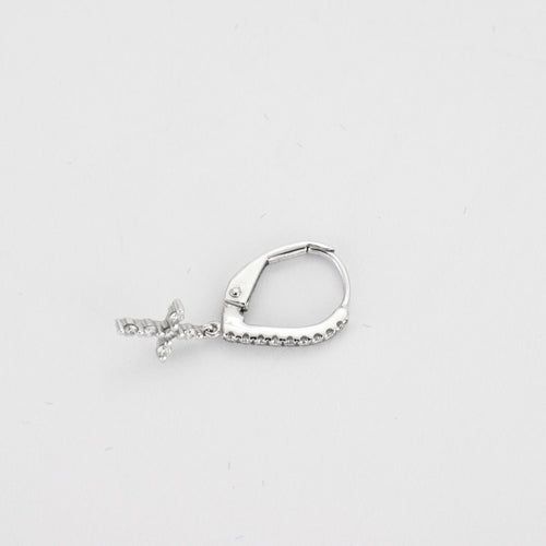 Boucles d'oreilles Djula - créoles Croix Or Blanc diamants 58 Facettes