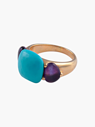 Bague Bague Pomellato Capri Turquoise Améthystes 58 Facettes