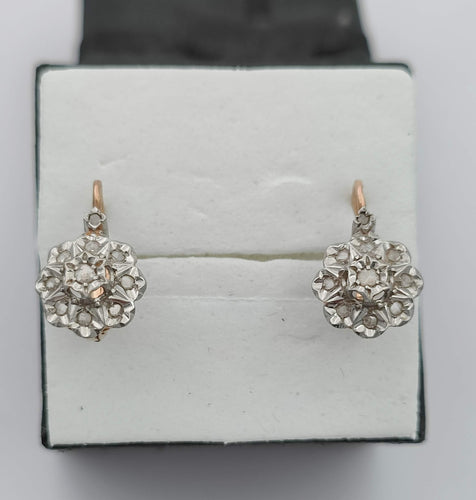 Boucles d'oreilles Boucles d'oreilles dormeuses anciennes or et platine 58 Facettes