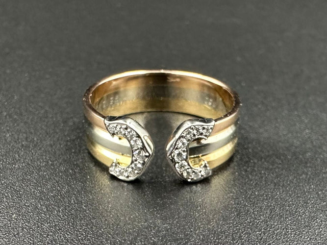 Bague 53 CARTIER. Collection Double C, bague 3 ors et diamants 58 Facettes