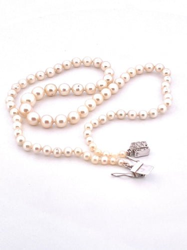 Collier Collier de perles ancien fermoir or et diamants 58 Facettes