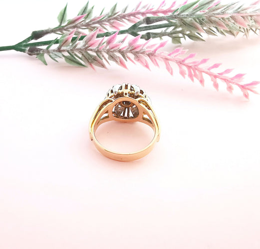 Bague 51 Bague Fleur Diamants Or Rose Platine 58 Facettes AA 1627