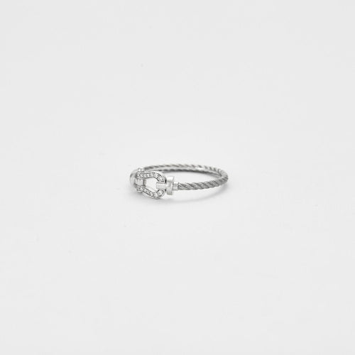 Bague 53 FRED - Bague Force 10 petit modèle or blanc 58 Facettes