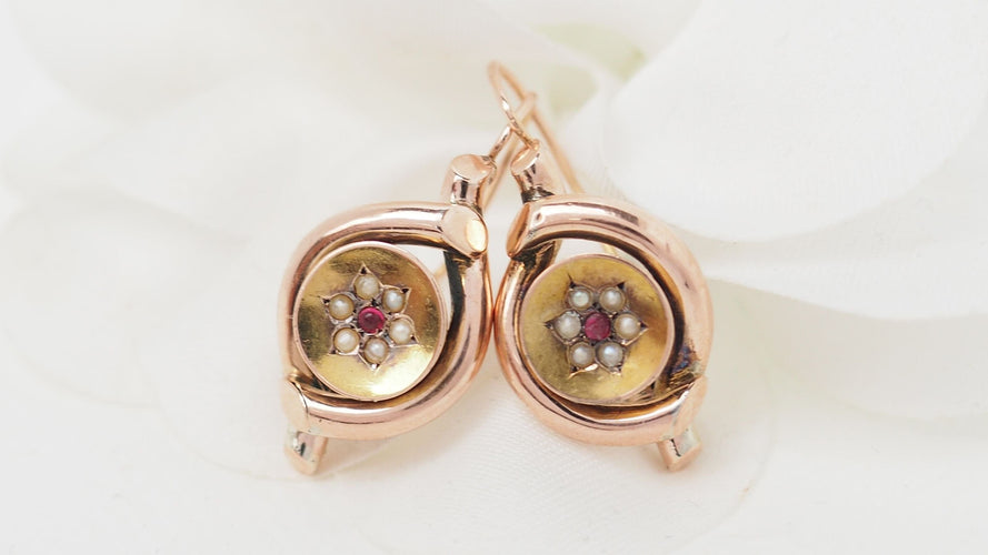 Boucles d'oreilles 20mm Boucles d'oreilles Or rose Perles fines 58 Facettes 32444