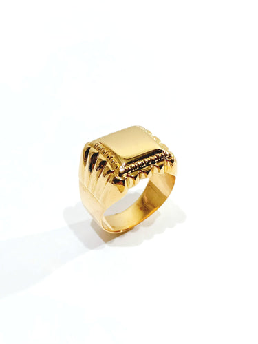 Bague 50.5 Chevalière Or Rose 58 Facettes