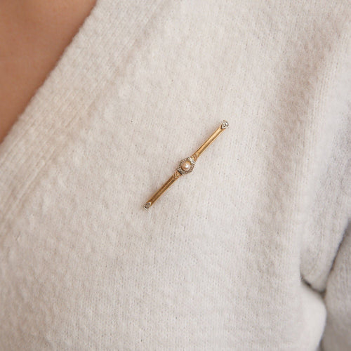 Broche Broche en Or jaune, perle blanche 58 Facettes P7L17