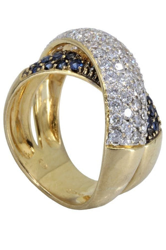 Bague BAGUE ENTRELACÉE SAPHIRS ET DIAMANTS 58 Facettes 057011