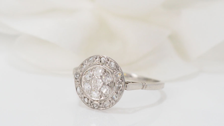 Bague 55 Bague Art Déco Platine Diamants 58 Facettes 31441