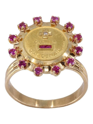 Bague 57 AUGIS - BAGUE MÉDAILLE D'AMOUR SAPHIRS DIAMANT 58 Facettes 075871