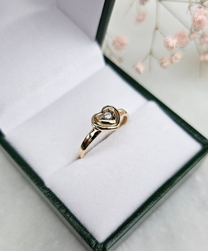 Bague 52 Bague Cœur Or jaune Diamant 58 Facettes 468