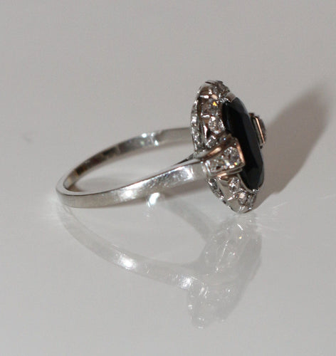 Bague 53 Bague Art Déco Saphir foncé Et Diamants 58 Facettes 538