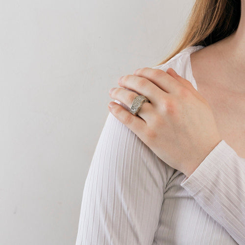 Bague 55 Bague mouvementée Or gris Diamants 58 Facettes 23/375