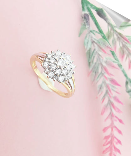 Bague 54.5 Bague Fleur Or deux tons & Diamants 58 Facettes AA 1576