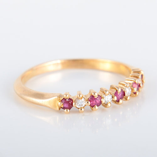 Bague 54.5 Demi-alliance Diamants et Rubis 58 Facettes 8397