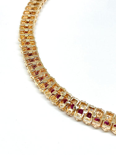 Bracelet Bracelet vintage en or, rubis et diamants 58 Facettes