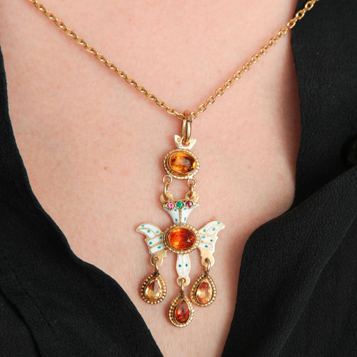Collier Collier Pendentif Saint-Esprit Email Citrines 58 Facettes