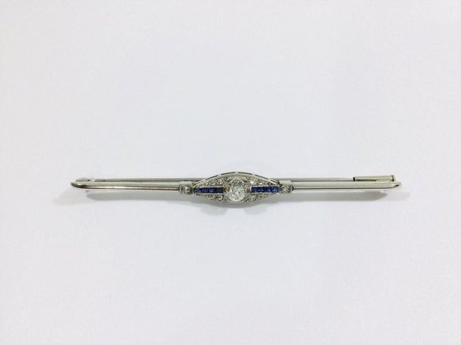 Broche Broche Art Déco Or Blanc Diamants Saphirs 58 Facettes