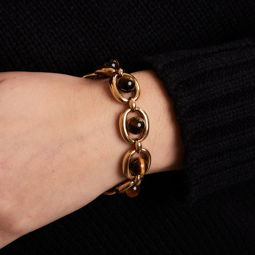 Bracelet BOUCHERON - Bracelet vintage or et oeil de tigre 58 Facettes