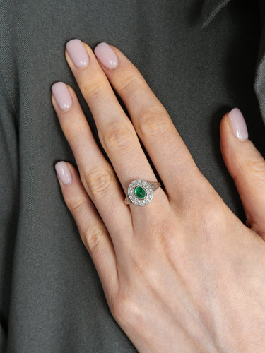 Bague 52 Bague Emeraude cabochon Diamants 58 Facettes