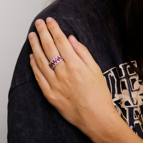 Bague 54 Bague Damier Rubis 58 Facettes 2.105