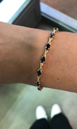 Bracelet Bracelet rivière or jaune saphirs et diamants 58 Facettes