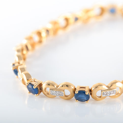 Bracelet BRACELET OR JAUNE 18K SAPHIRS ET DIAMANTS 58 Facettes LP 2142