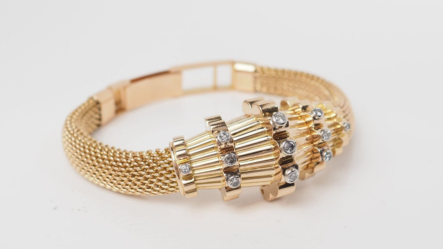 Bracelet 15.5/17cm Bracelet vintage en or jaune et diamants 58 Facettes 32442
