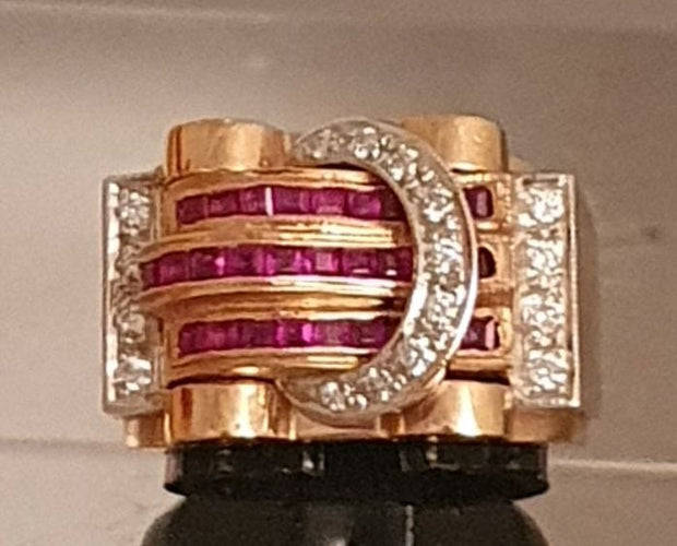 Bague 57.5 Bague 2 Ors Diamants Rubis 58 Facettes R 1306  Maee