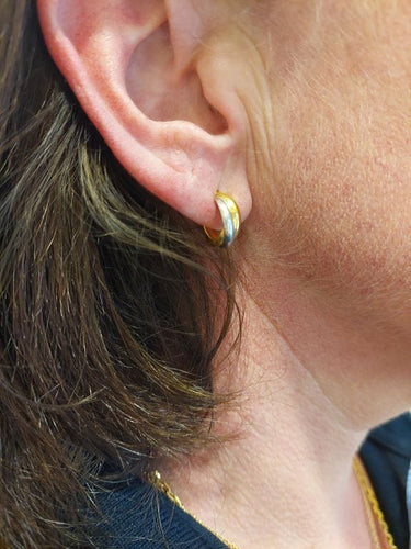 Boucles d'oreilles CRÉOLES OR JAUNE & BLANC 58 Facettes 066611