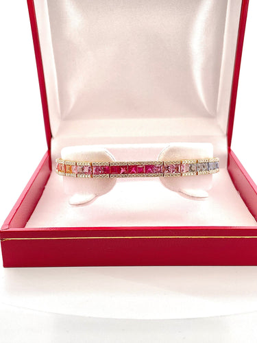 Bracelet Bracelet rainbow or jaune saphirs et diamants 58 Facettes