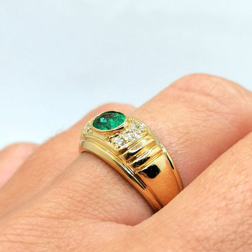 Bague Bague émeraude et diamants 58 Facettes 2525