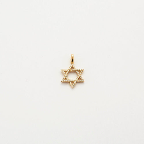 Accessoire Pendentif étoile de David or jaune 18 carats sertie de diamants naturels 58 Facettes