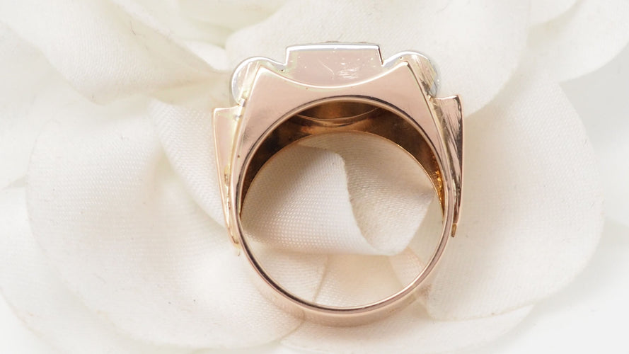 Bague 54 Bague Tank en or rose et diamants 58 Facettes 32563