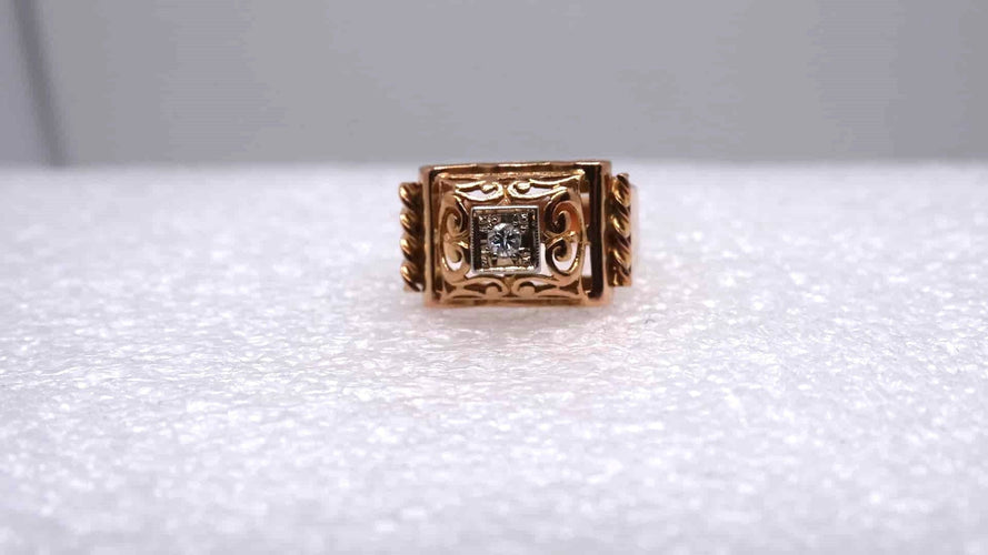 Bague 49 Bague Tank or et diamant 58 Facettes 11924