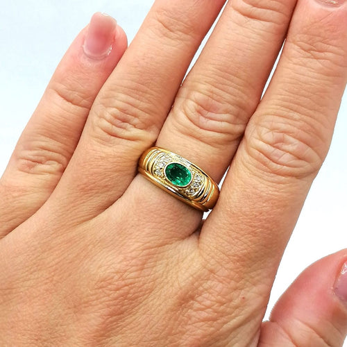 Bague Bague émeraude et diamants 58 Facettes 2525