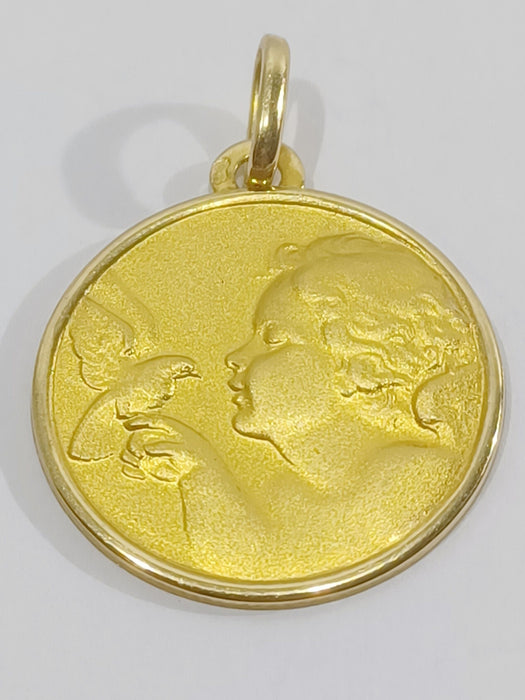 Pendentif Médaille Ange et Colombe 58 Facettes