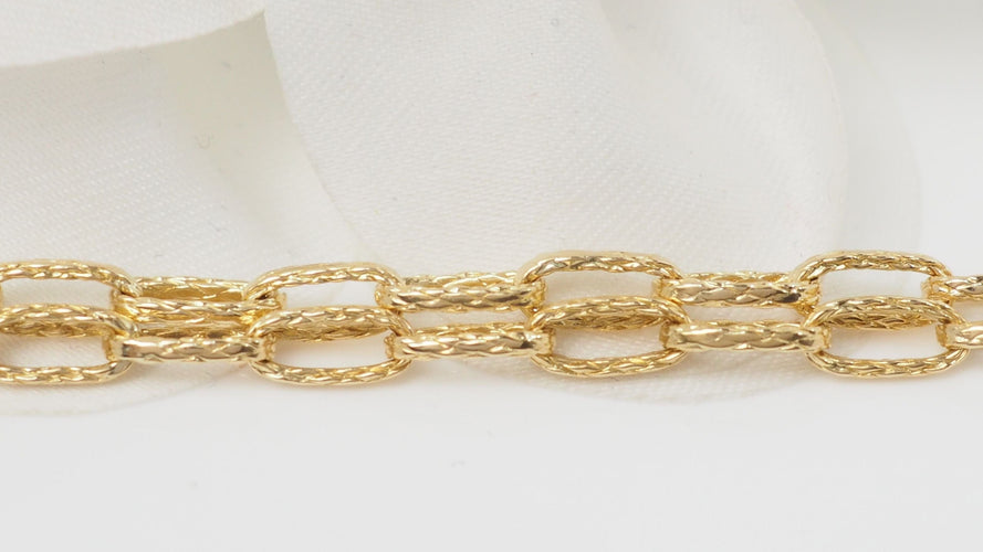 Collier 74cm Sautoir maille rectangle texturée en or jaune 58 Facettes 32461