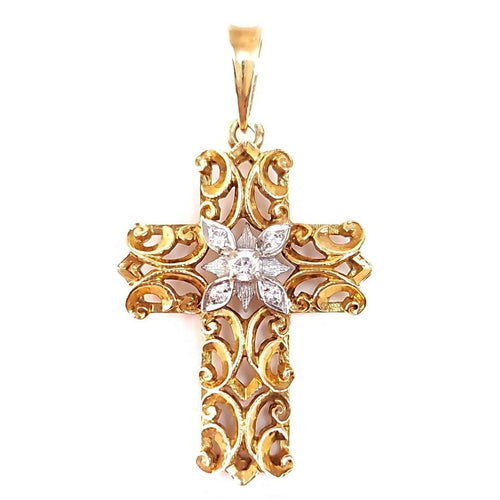 Pendentif Croix ajourée or blanc et diamants 58 Facettes RA-584.1