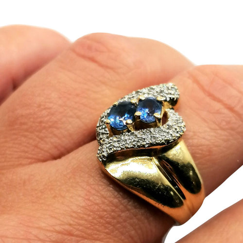 Bague 57 Bague or jaune diamants et saphirs 58 Facettes 3817