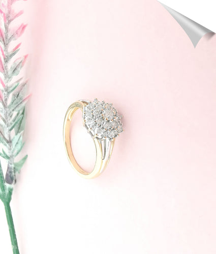Bague 54.5 Bague Fleur Or deux tons & Diamants 58 Facettes AA 1576