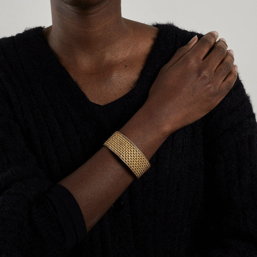 Bracelet Manchette Vintage en Or Jaune 58 Facettes