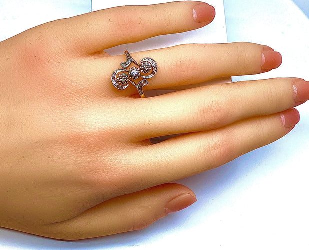 Bague 51 Bague  or diamants vers 1900 58 Facettes AB178