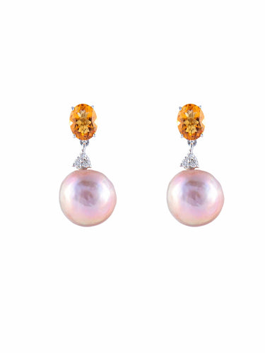 Boucles d'oreilles Boucles d'Oreilles Perles Citrines Diamants 58 Facettes