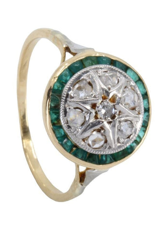 Bague BAGUE ART-DÉCO ÉMERAUDES ET DIAMANTS 58 Facettes 057041