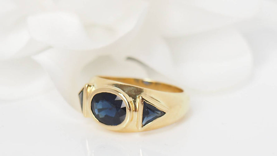 Bague 51.5 Bague jonc en or jaune et saphirs 58 Facettes 31708