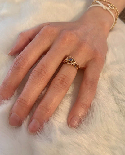 Bague 47.5 Bague Art Nouveau Or Rose Saphir Perles 58 Facettes