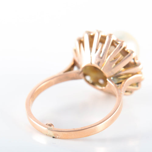 Bague 56 Bague Fleur Perle Diamants 58 Facettes LP 917